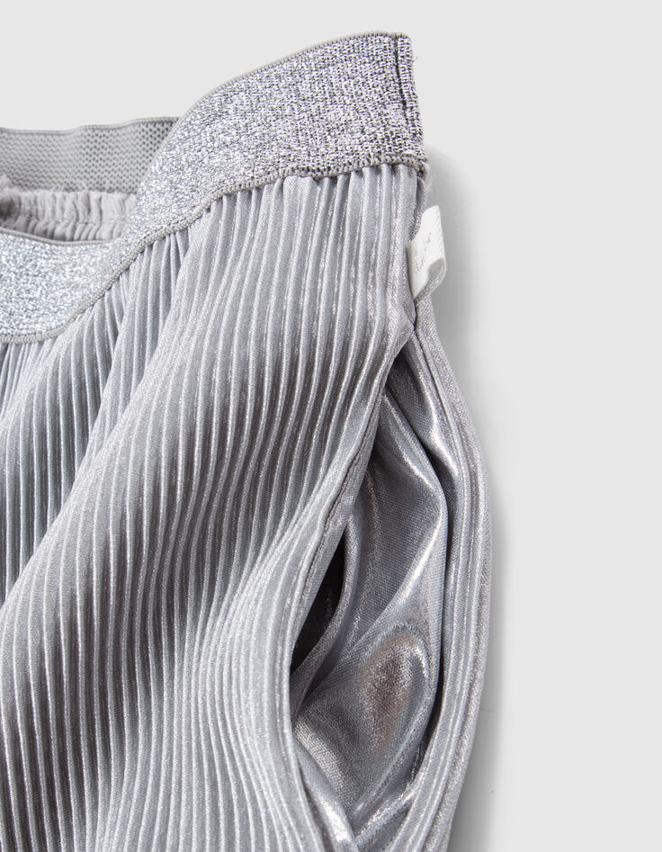Pantalon large argenté plissé fille-6 Pantalon large argenté plissé fille-6