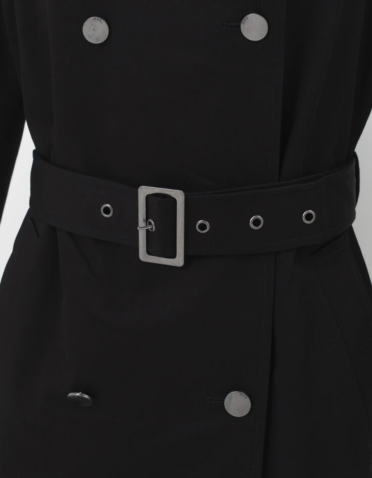 Women’s black mixed fabric trench coat + neoprene sleeves-5