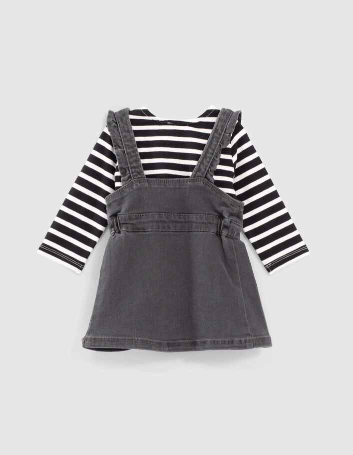 Baby girls’ striped T-shirt and grey denim dress outfit - IKKS