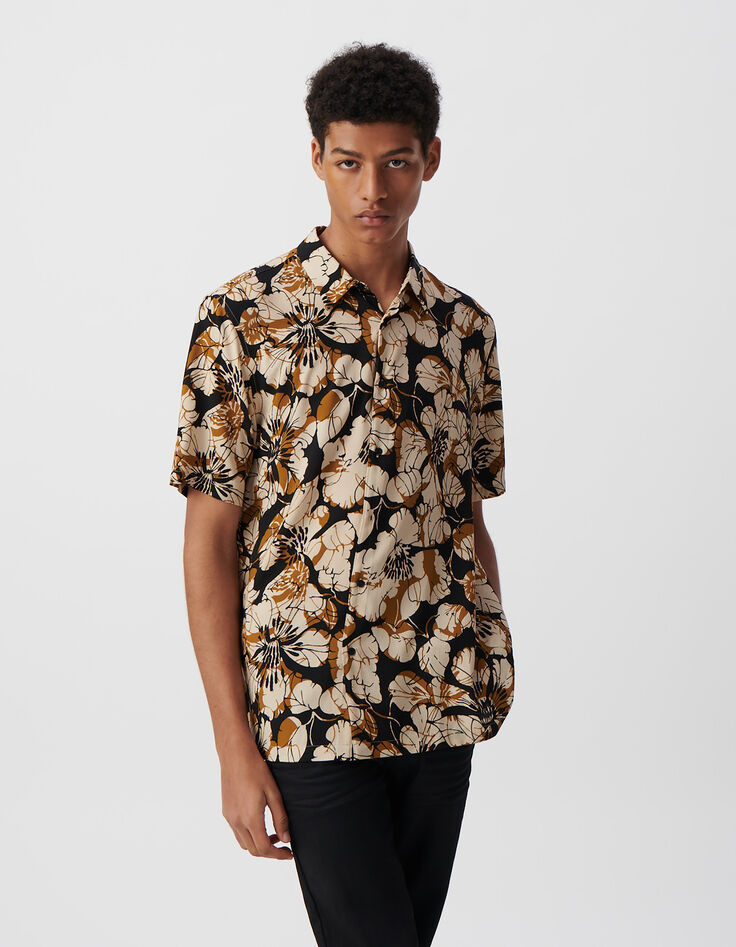 Men’s saffron REGULAR shirt with XL flower print-2