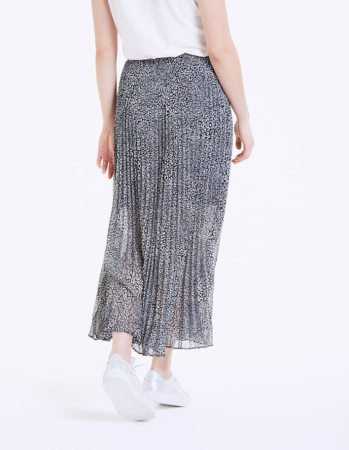 Leopard print long pleated voile skirt