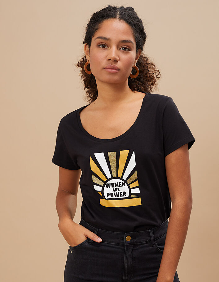 Zwart T-shirt met grafische opdruk zon I.Code - I.CODE