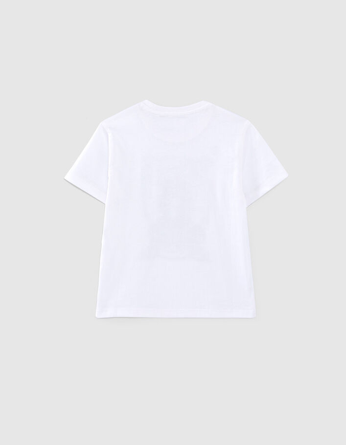 Boys' white organic cotton T-shirt with tiger-sailor image - IKKS