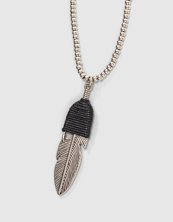 Women’s metal feather and bead long necklace - IKKS