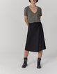 Tee-shirt kaki métallisé badge et poche poitrine femme-1