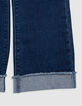 Jean WIDE LEG bleu &agrave; revers fixes frang&eacute;s fille-4
