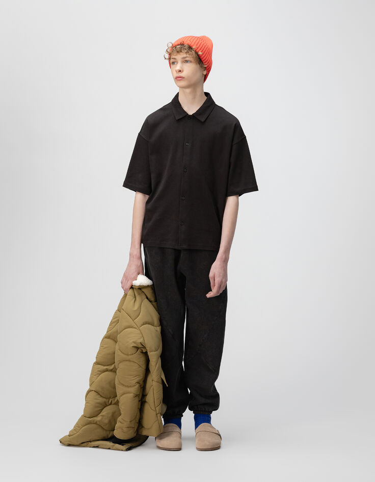 Chemise manches courtes noire maille garçon-3