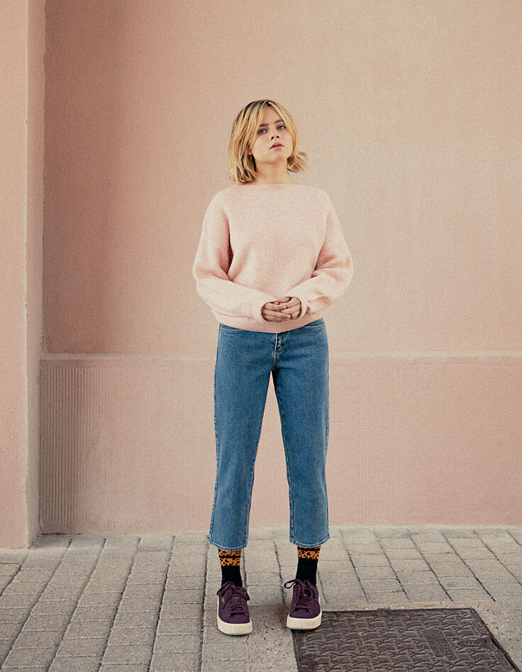 Medium blue mom jeans hoge taille meisjes-2
