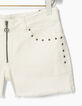 Short blanc cassé à clous, zip et bas frangés fille-2