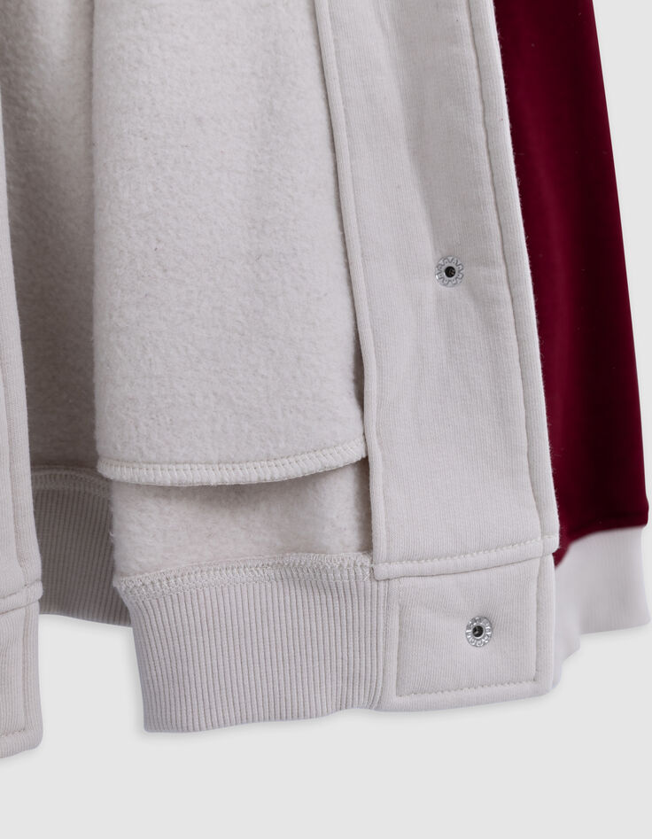 Tweekleurig beige fleece bombervest voor meisjes-2 Tweekleurig beige fleece bombervest voor meisjes-2