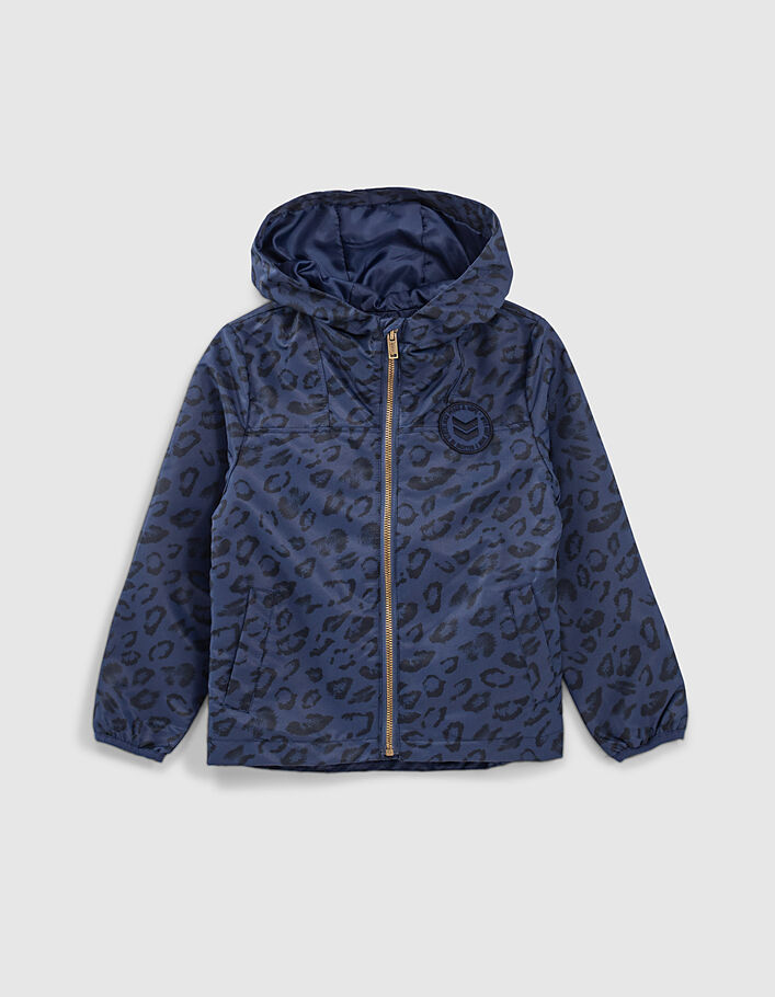 Boys’ navy leopard motif packable windcheater-3