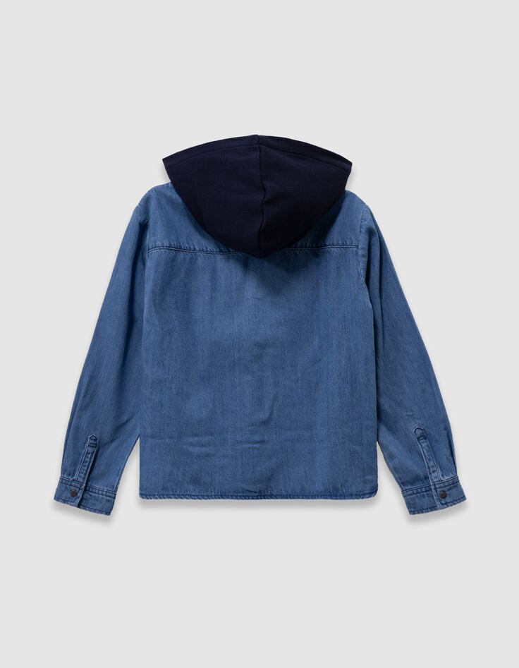 Blauw jeanshemd afneembare kap jongens-6