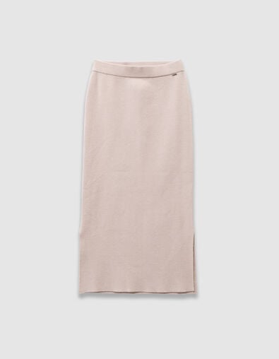 Falda midi abertura beige punto ni&ntilde;a - IKKS