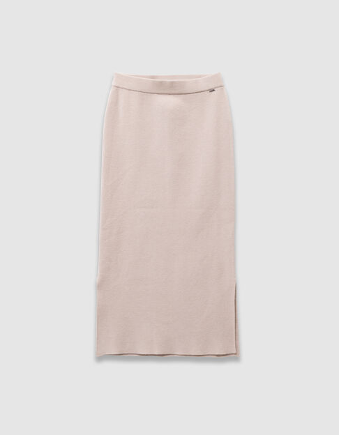 Beige midirok split tricot meisjes - IKKS
