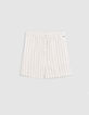 Short &eacute;cru gaze de coton rayures beiges Femme-5