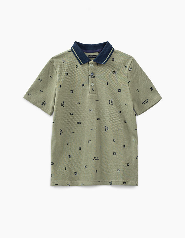 Polo caqui claro print letras all over niño -1