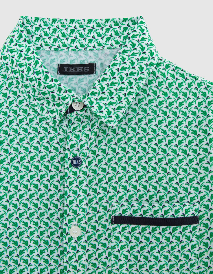 Boys’ green LENZING™ ECOVERO™ shirt, graphic palm trees-2