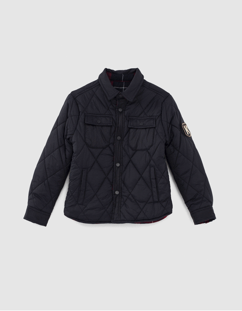 Boys’ navy and check reversible padded jacket