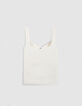 Women's sleeveless ecru fine knit sweater-2