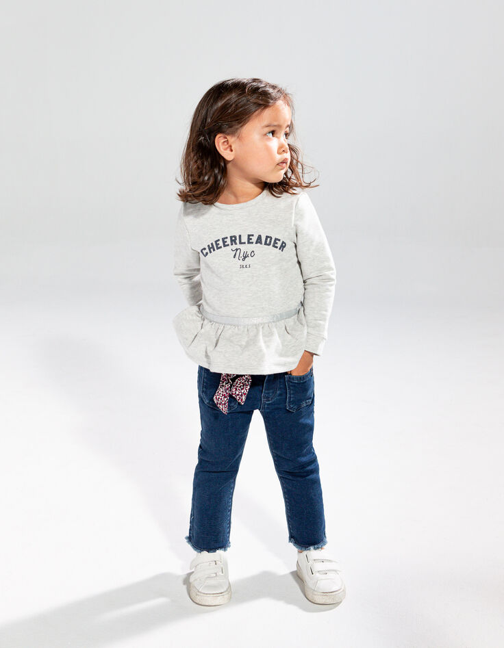 Blaue Jeans mit Beinfransen und Schalgürtel für Baby Girls-2