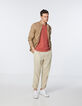 Beige CROPPED chino broek in linnen Heren-6