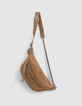 Sac banane 1440 camel cuir velours surpiqûres Femme-3
