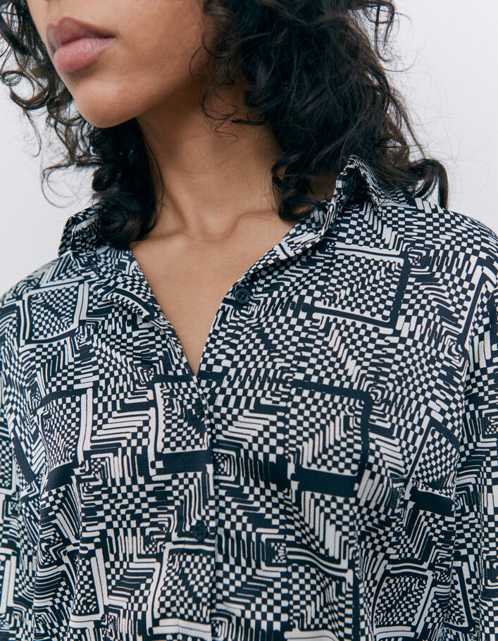 Women’s black optic checkerboard print shirt - IKKS
