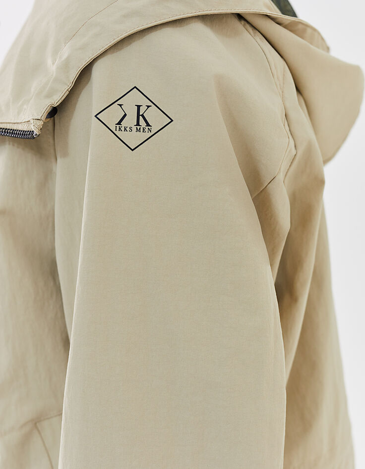 Parka beige clair à capuche en nylon Homme-3