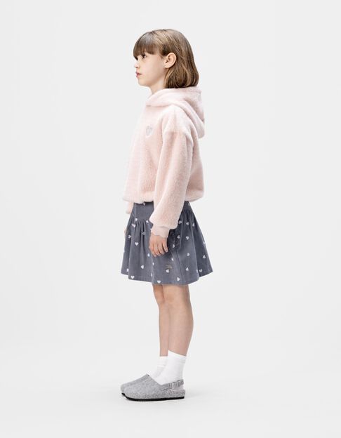 Girls’ blue velvet short skirt with heart motif - IKKS