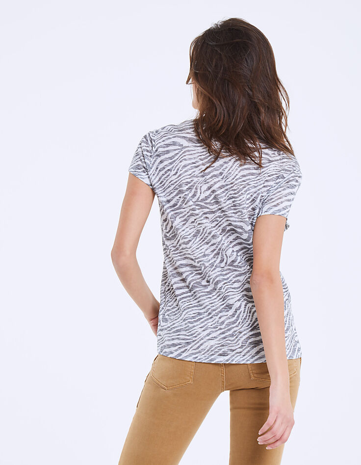 Tee-shirt imprimé zèbre message L.A Drive femme-3