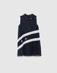 Robe navy plissée à col chemise fille-2