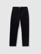 Women's navy slim 7/8 suit trousers with side bands-5