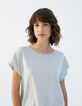 Women’s grey slub cotton modal short-sleeve T-shirt-1