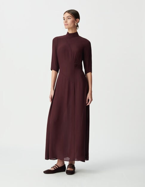 Women’s burgundy high neck long dress - IKKS