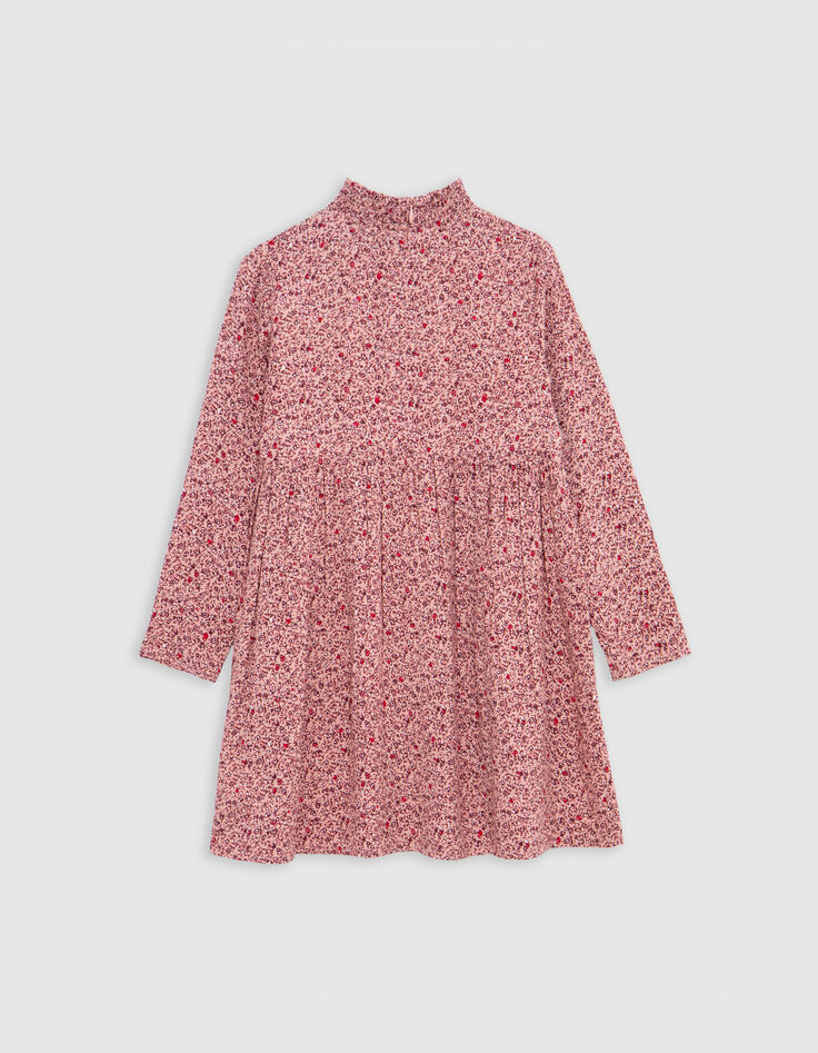 Robe rose imprimé fleuri fille-7
