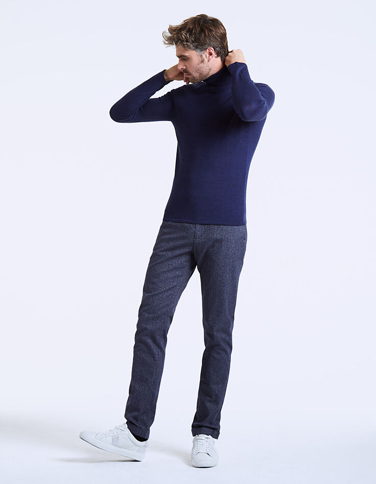 Pull laine marine à col roulé Homme-6