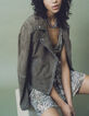 Women’s khaki suede jacket with lacing and studs-1