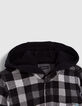 Chemise noire &agrave; carreaux capuche amovible gar&ccedil;on-3