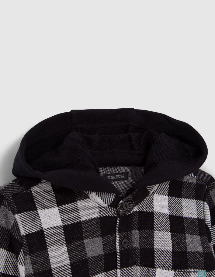 Boys' black check shirt with detachable hood-5