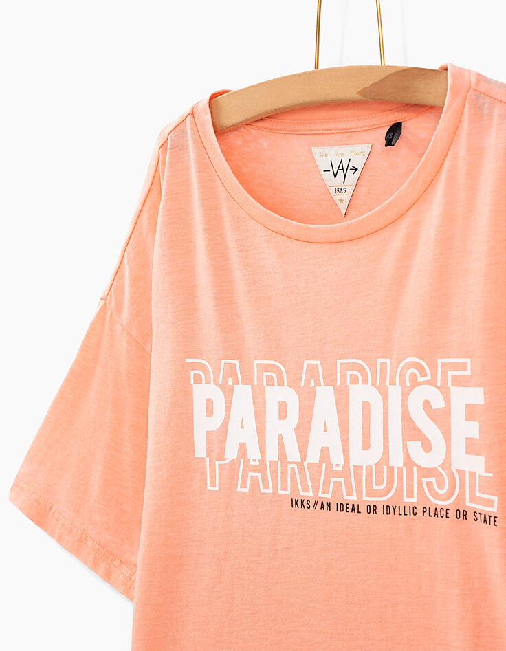 Korallenrotes M&auml;dchen-T-Shirt PARADISE-3