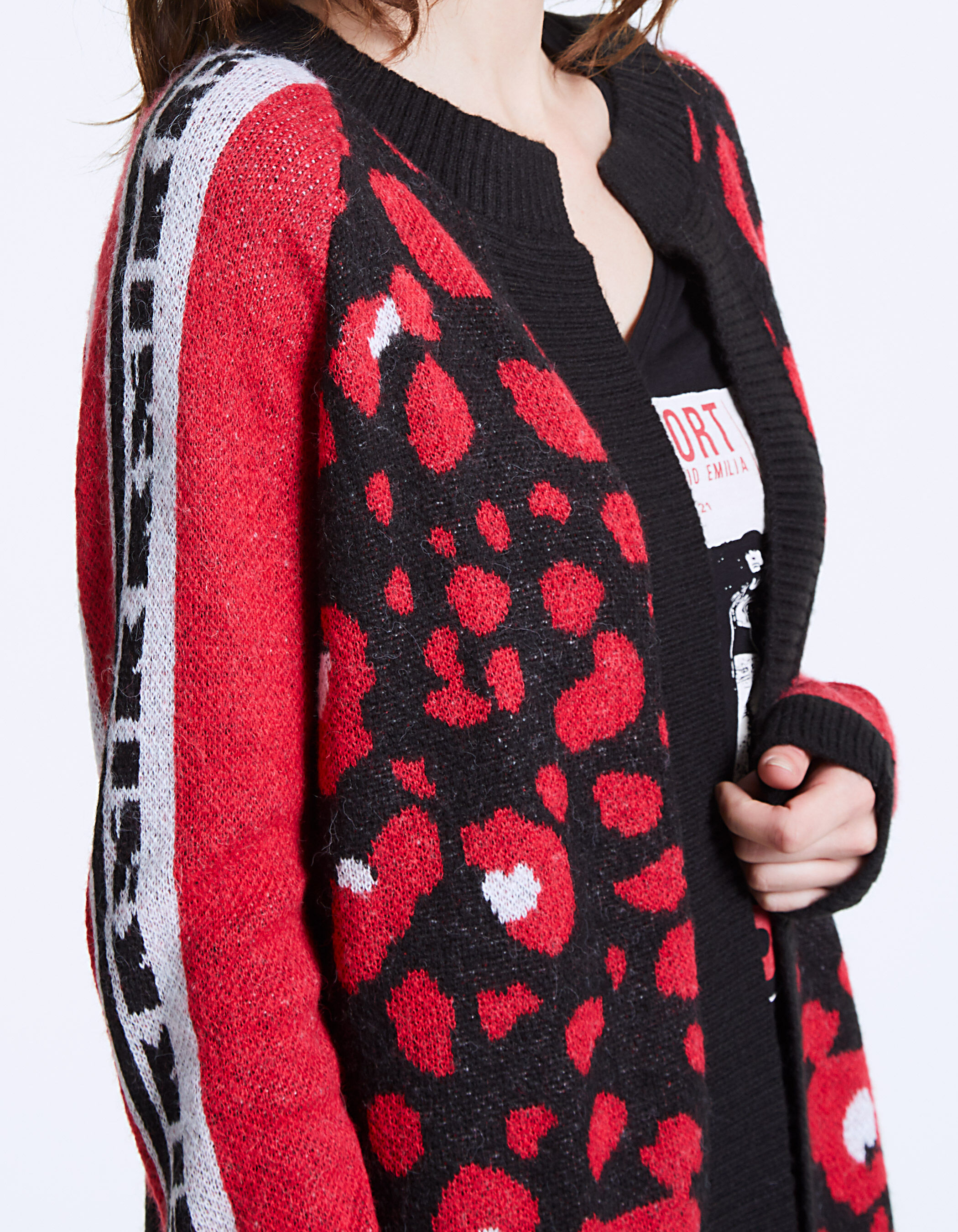 Bp long store leopard jacquard cardigan