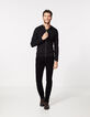 Zwart tricot herenvest met rits-5