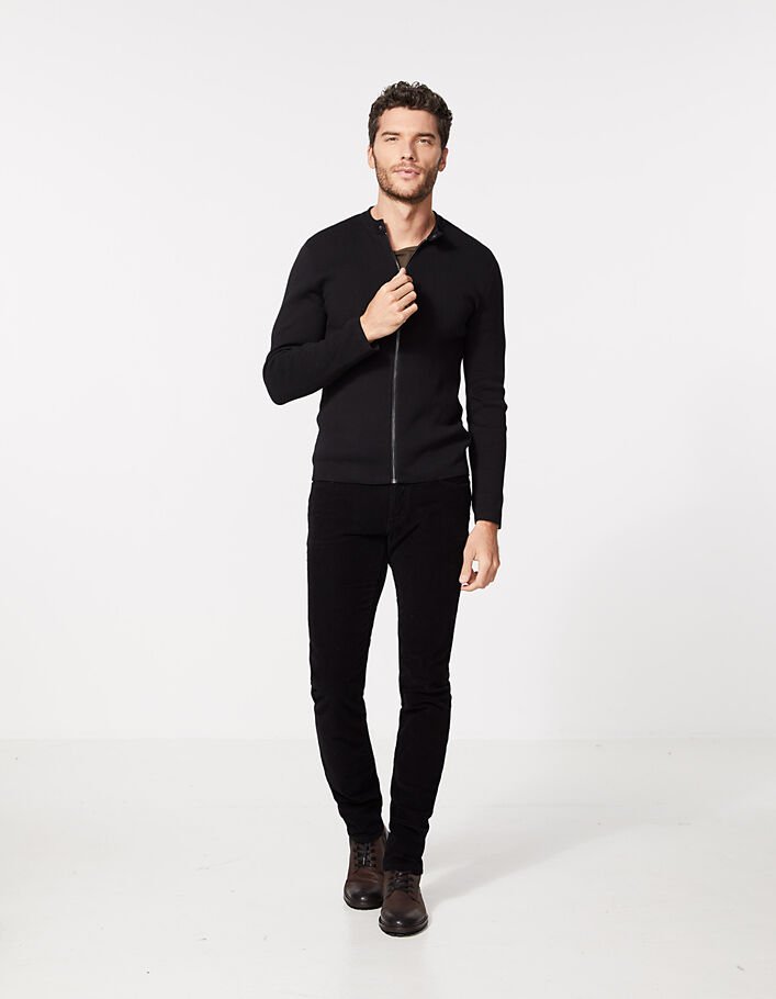 Men’s black knit zip-up cardigan - IKKS