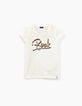 Girls’ off-white T-shirt with reversible sequin slogan-2