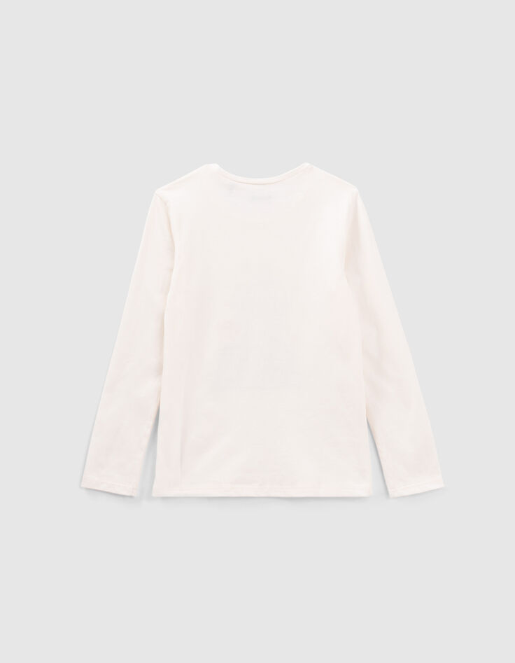 T-shirt écru visuel léopard fond tag pailleté fille-3