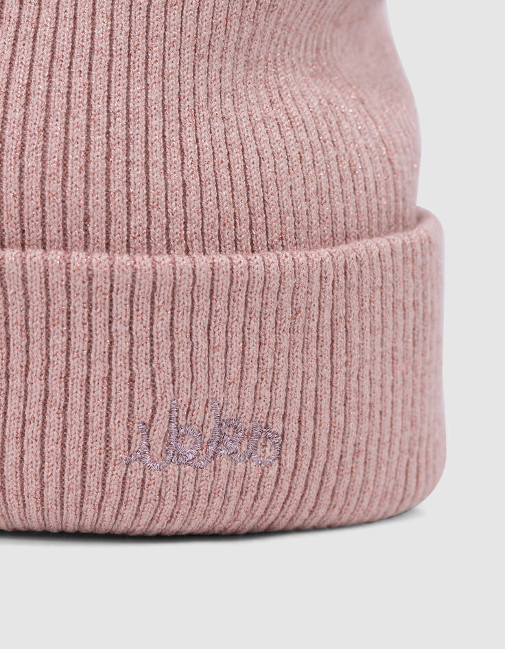 Girl's recycled pink sequined knit hat-3