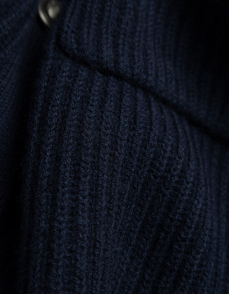 Marineblaue Damen-Kurzstrickjacke 100 % Rippwolle-7