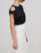 Schwarzes Damen-T-Shirt aus Leinen mit Glitzer-7