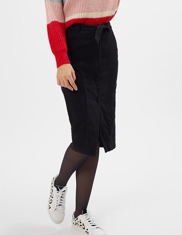 Falda lápiz negra con botones I.Code-2