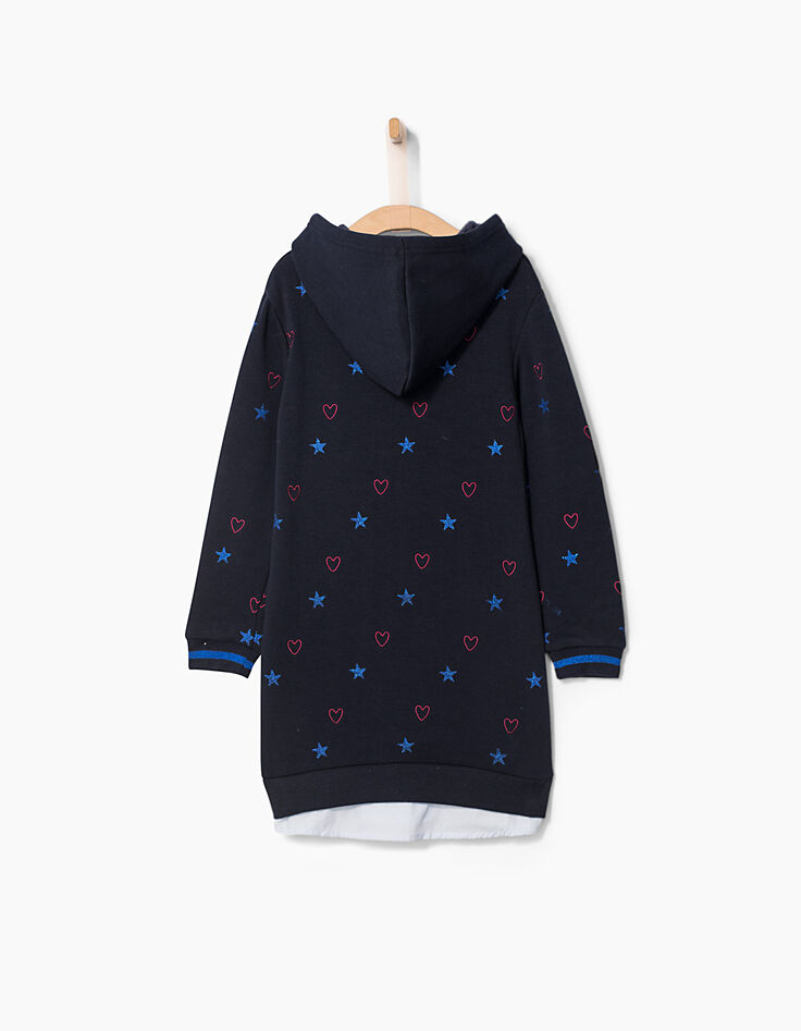 Robe-sweat marine brodée fille-3